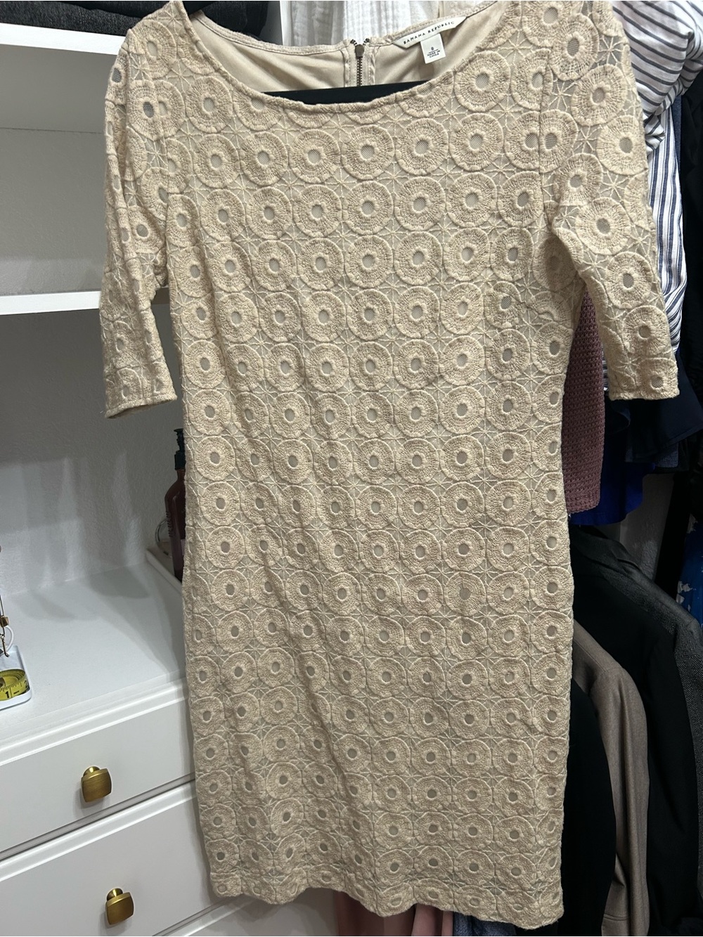 Banana Republic Cream Lace Midi Dress